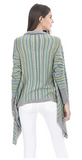 State Cashmere Women's Open Front Draped Hem Cardigan 100% Pure Cashmere Striped Sweater Top Coat Wrap