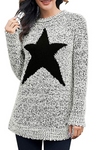 luvamia Women's Long Sleeve Crewneck Sweaters Loose Knit Star Pullover Sweaters