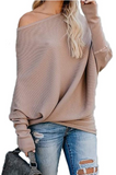 HZSONNE Women's Casual Bat Wing Sleeve Knitted One Shoulder Loose Pullovers Sweater Jumper Sweatershirt