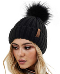 FURTALK Womens Winter Knitted Beanie Hat with Faux Fur Pom Warm Knit Skull Cap Beanie for Women