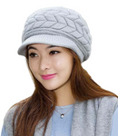 Loritta Womens Winter Beanie Hat Warm Knitted Slouchy Wool Hats Cap with Visor