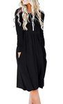 Women Casual Long Sleeve Dresses Empire Waist Loose Dress with Pockets