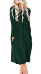 Women Casual Long Sleeve Dresses Empire Waist Loose Dress with Pockets