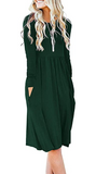 Women Casual Long Sleeve Dresses Empire Waist Loose Dress with Pockets